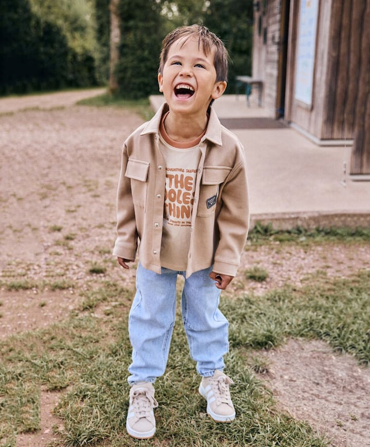 Jongens overhemd lange mouw beige