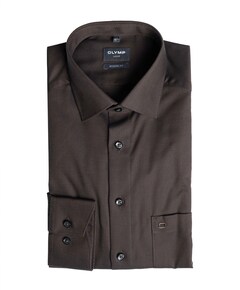 Heren overhemd lange mouw bruin