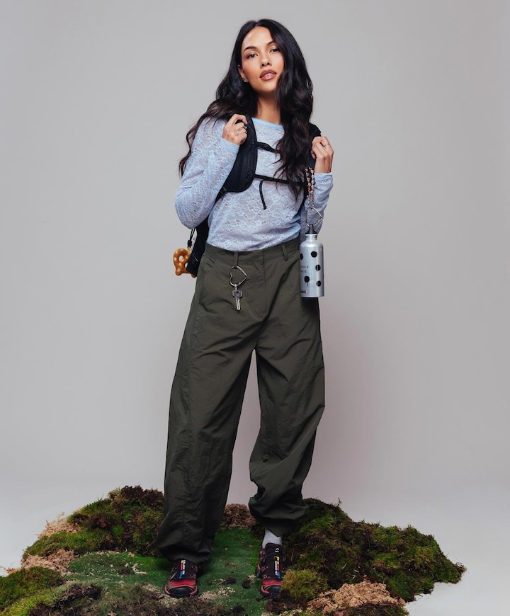 Barrel shaped dames broek groen