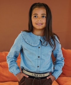 Meisjes blouse lange mouw blauw