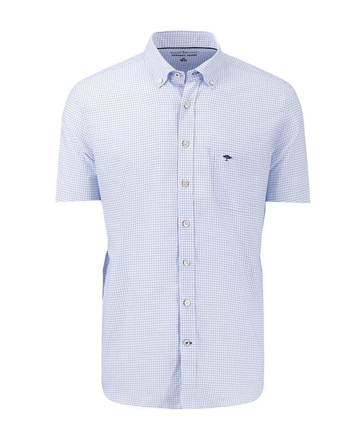 Heren overhemd korte mouw blauw