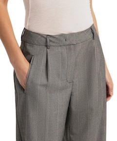 Geweven, wijde broek met ruit dames zwart