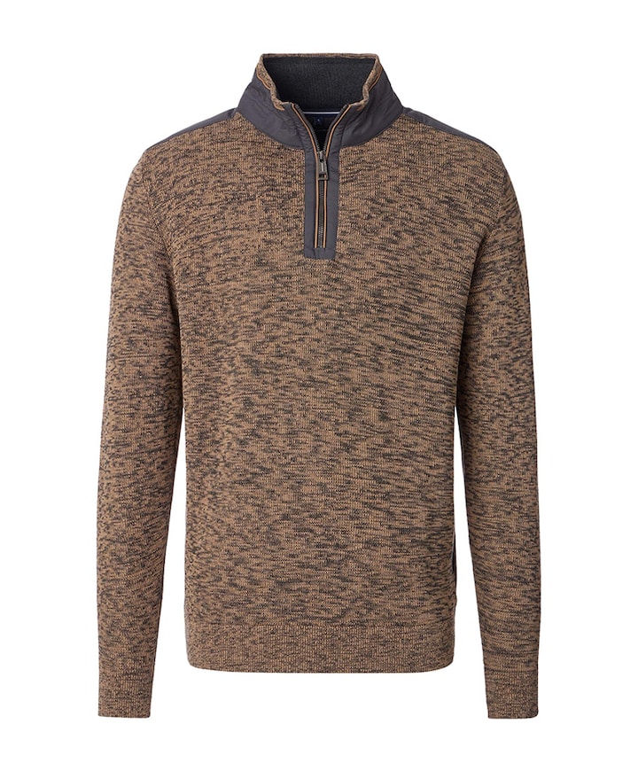 Heren trui met rits bruin