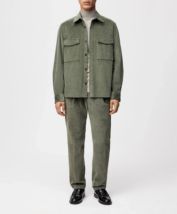 Heren overhemd lange mouw groen