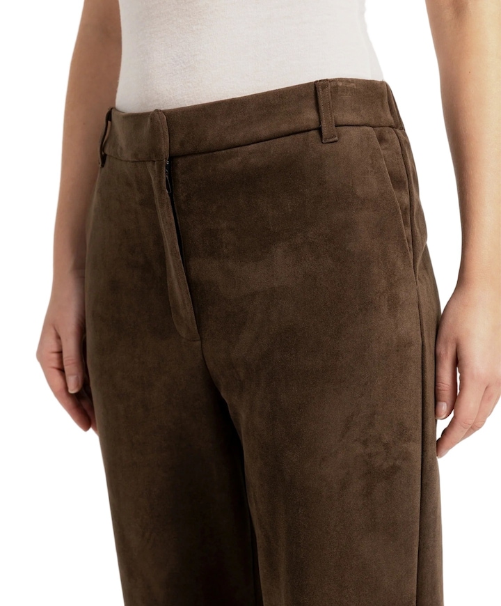 Suede met wijde pijpen dames broek bruin