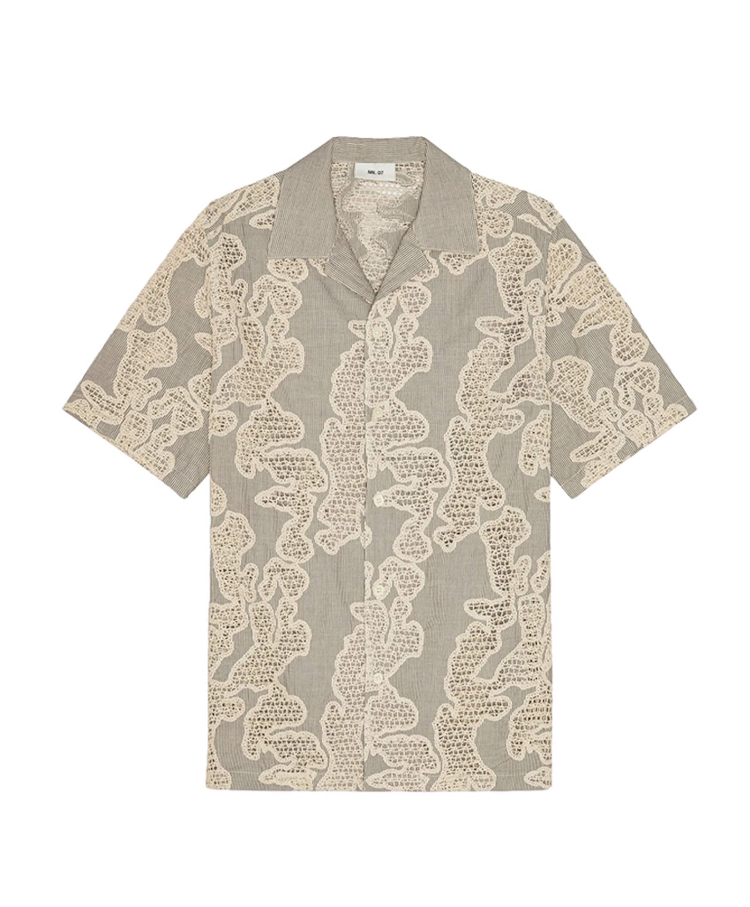 Heren overhemd korte mouw grijs