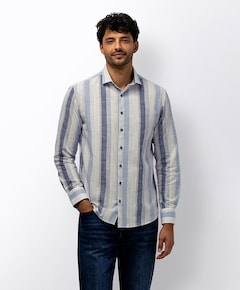 Heren overhemd lange mouw blauw