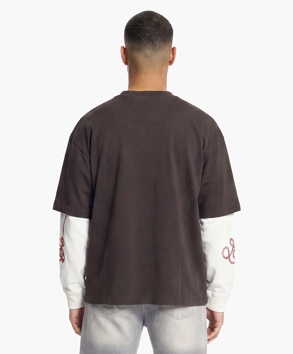 Heren longsleeve bruin