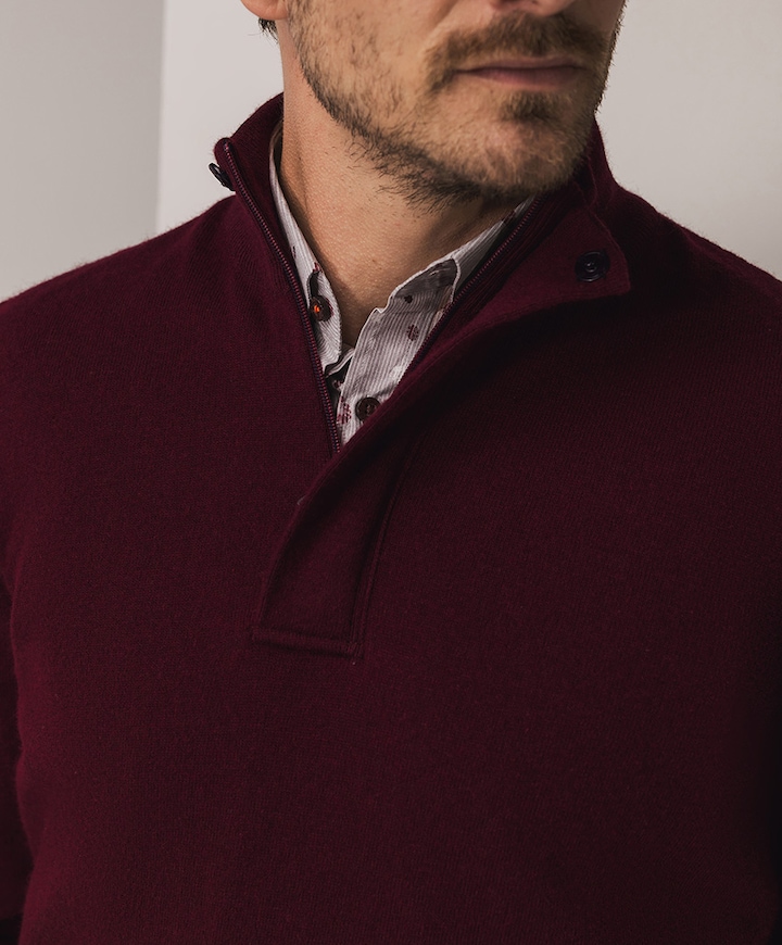 Heren trui met rits bordeaux