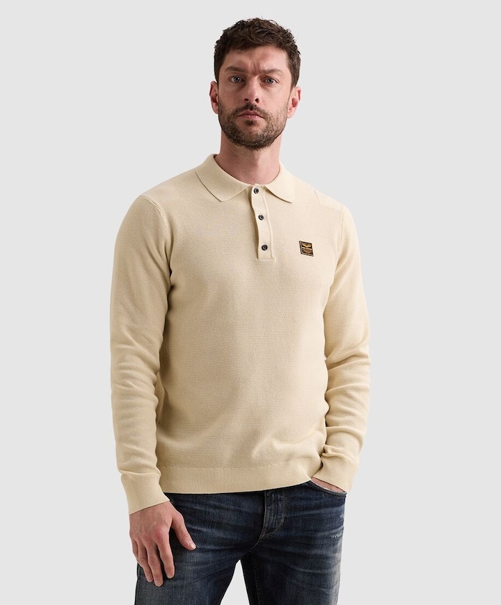 Heren polo ecru