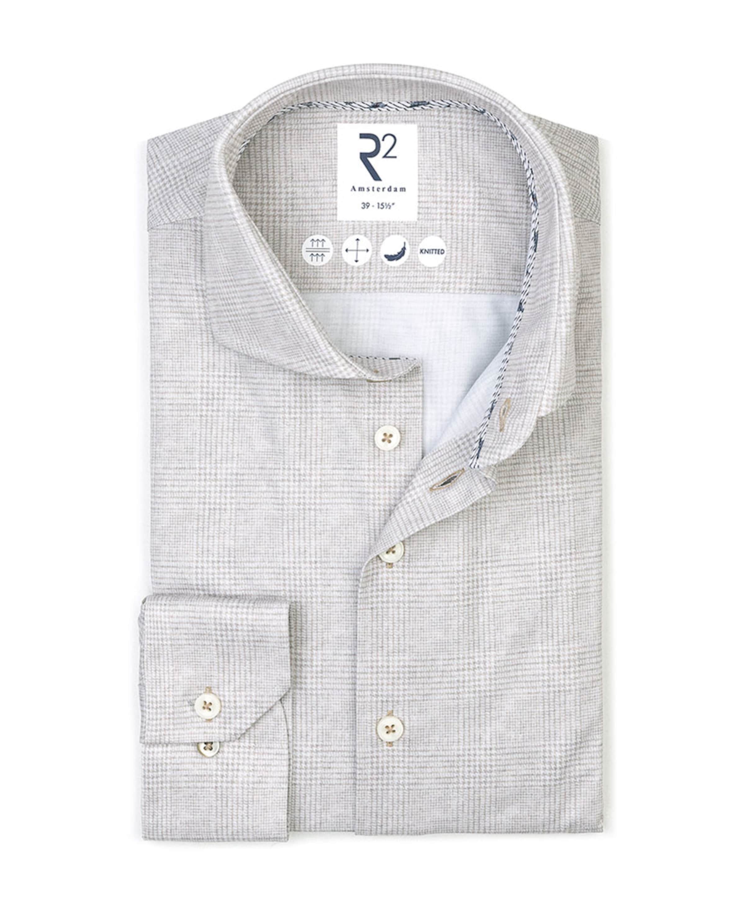 Heren overhemd lange mouw beige