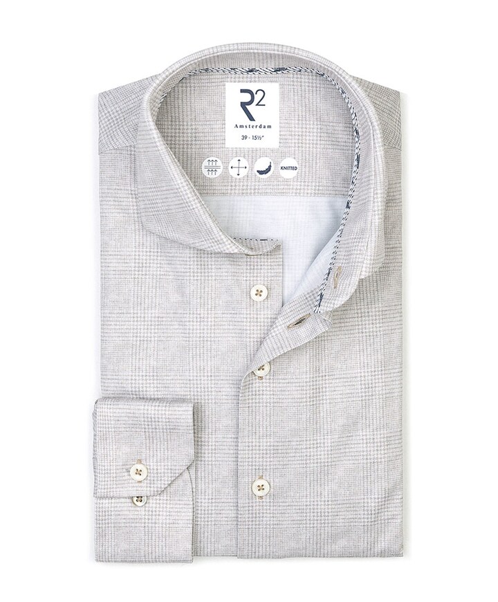 Heren overhemd lange mouw beige