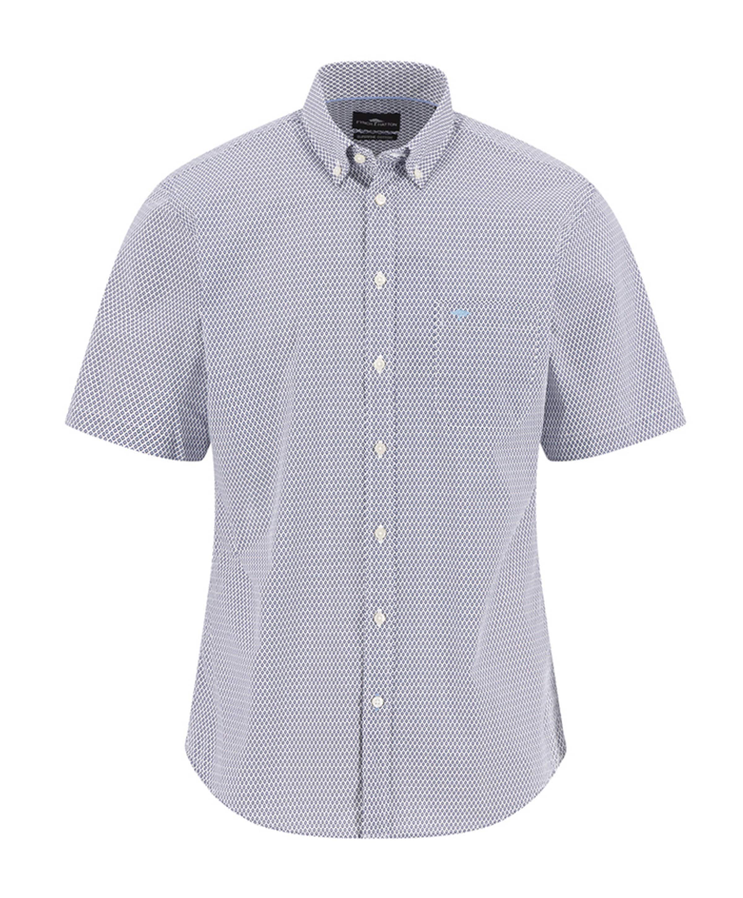 Heren overhemd korte mouw blauw