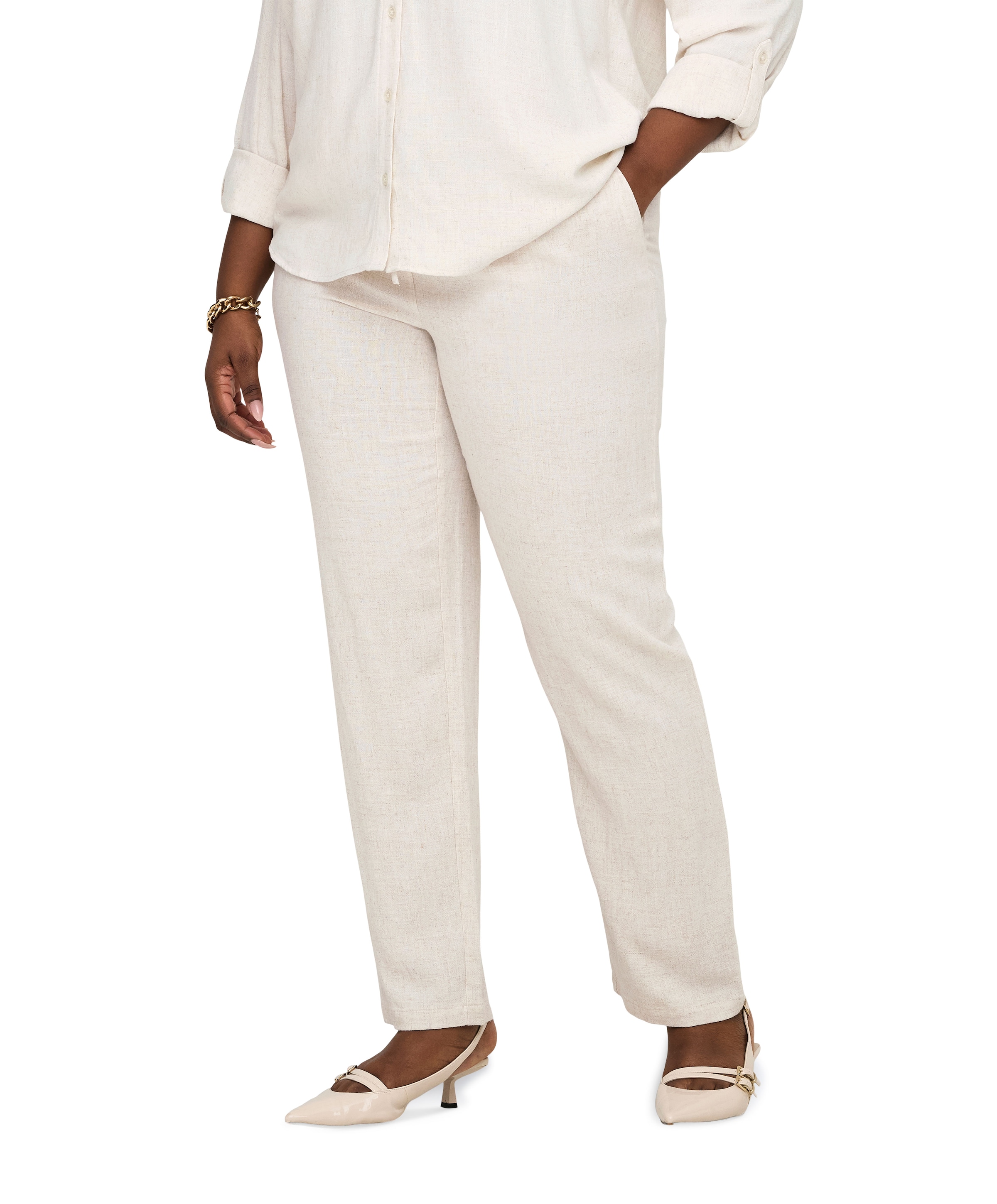 CARSIESTA HW PULL-UP LINEN BL PNT N dames broek ecru