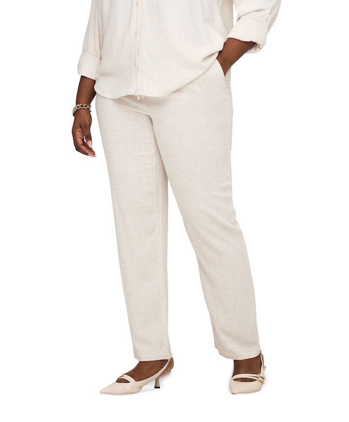 CARSIESTA HW PULL-UP LINEN BL PNT N dames broek ecru