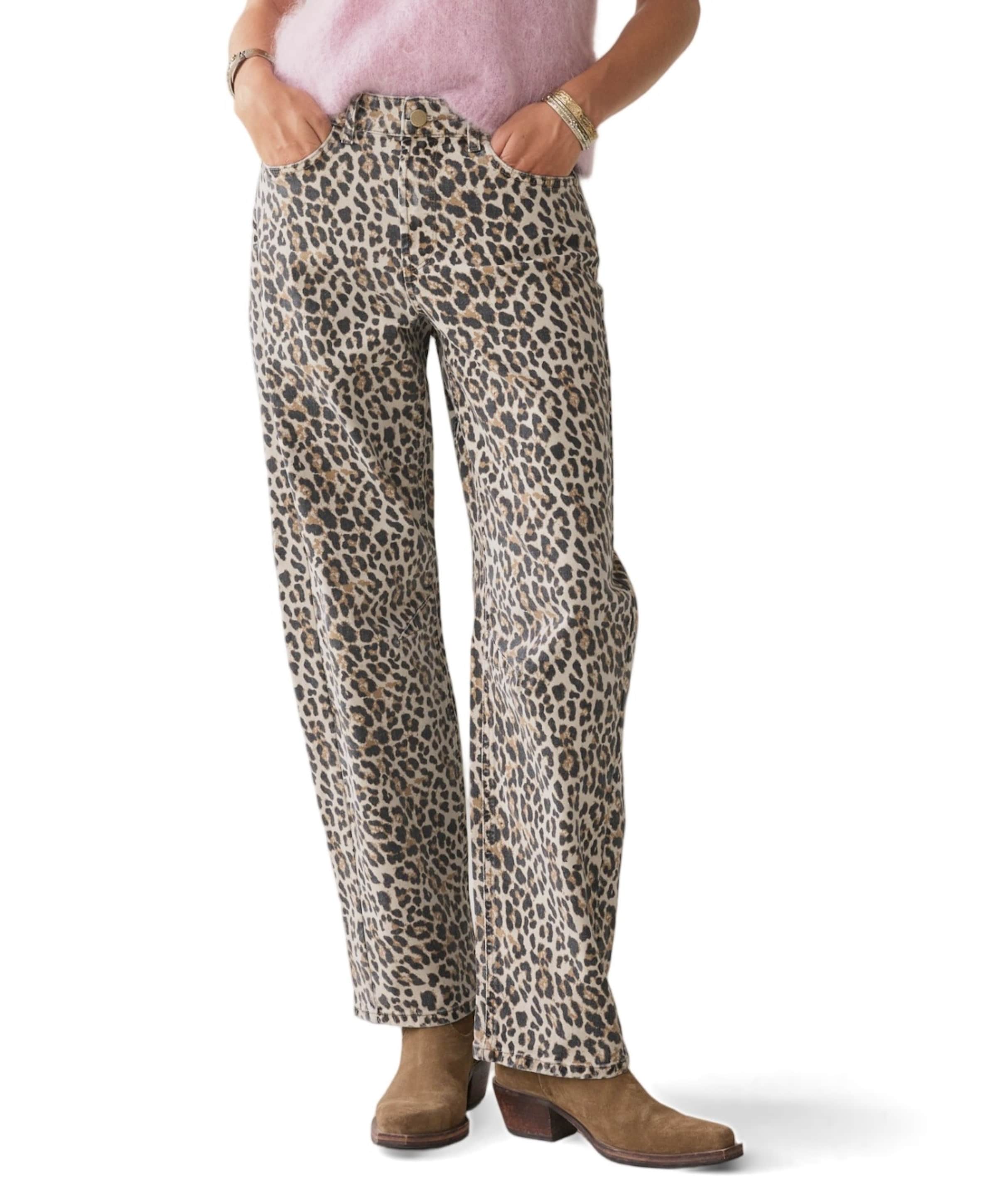 Cocoon Leopard printed twill dames broek beige