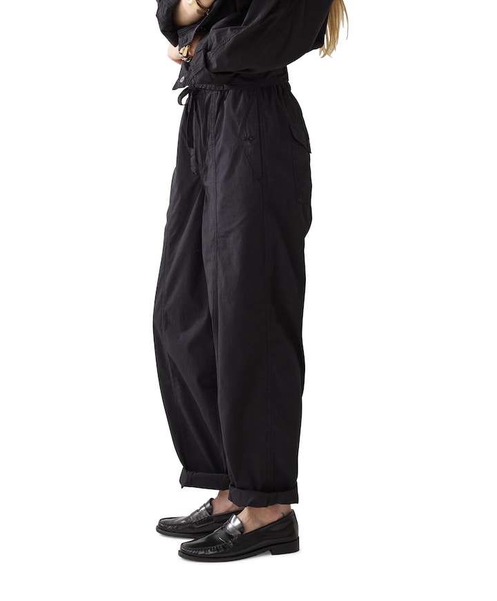 Loose Breezy cotton canvas dames broek zwart