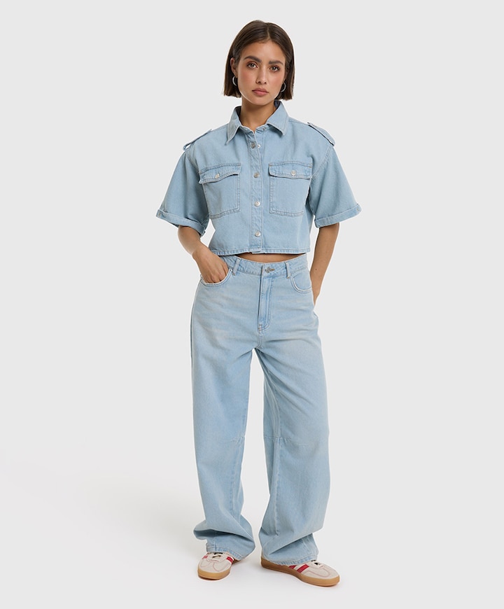 FLOWY DENIM dames jeans blauw