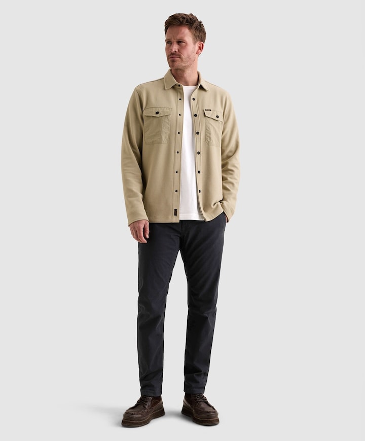 Heren overhemd lange mouw beige