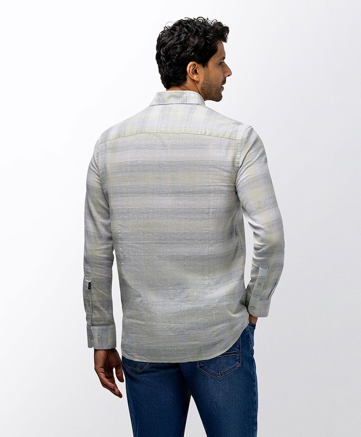 Heren overhemd lange mouw groen