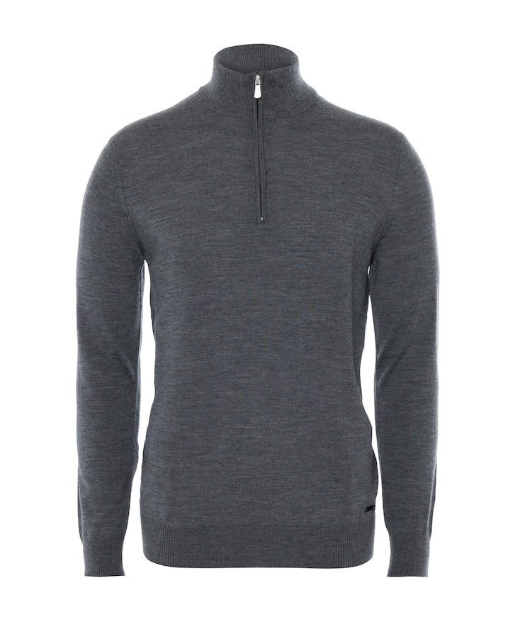 Heren trui met rits grijs