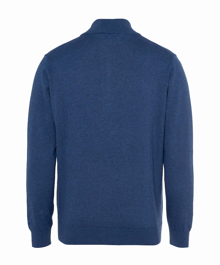 Heren trui met rits blauw