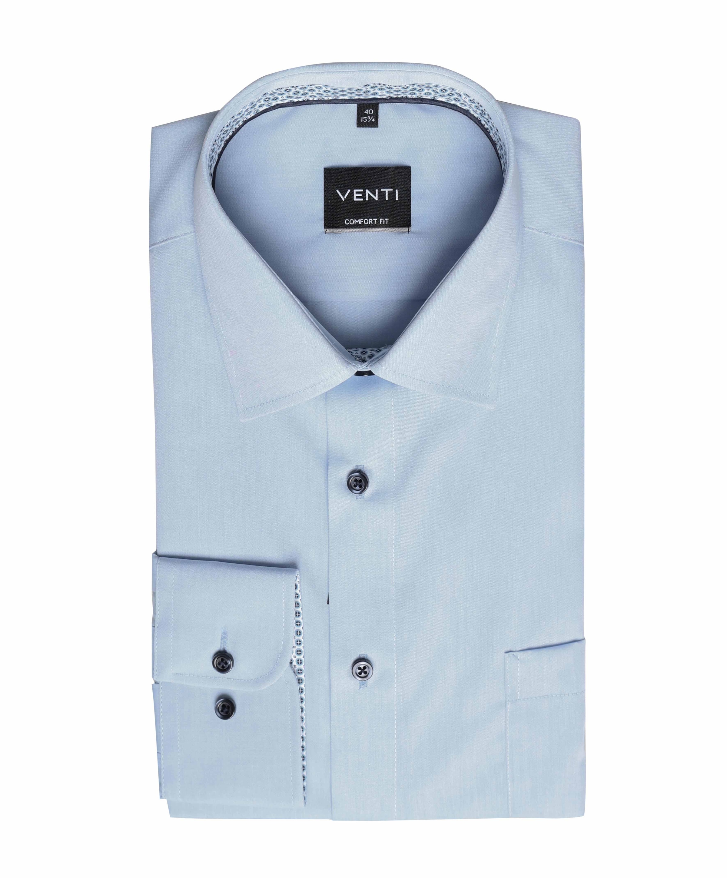 Heren overhemd lange mouw blauw