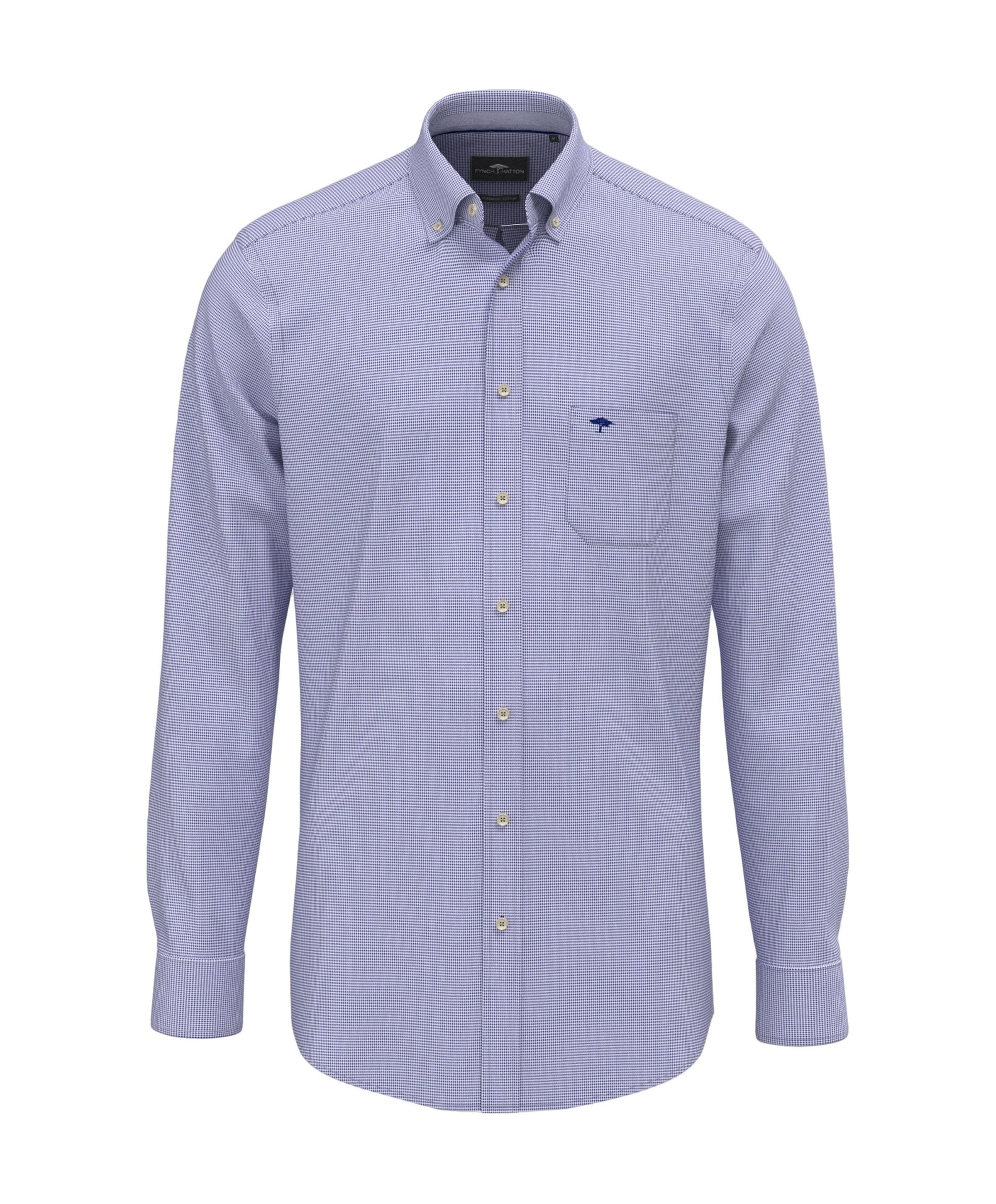 Heren overhemd lange mouw blauw