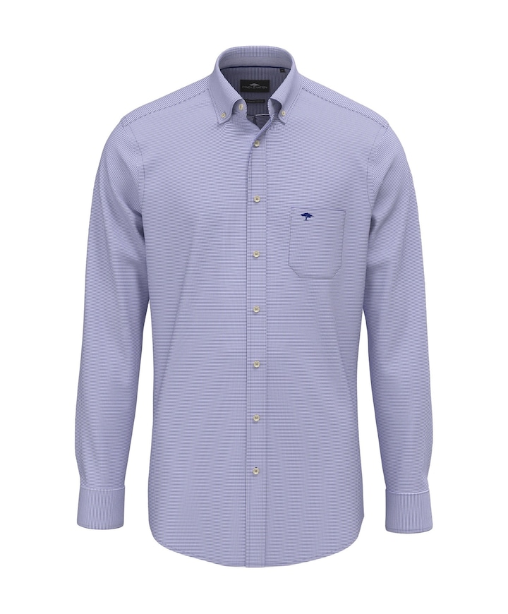 Heren overhemd lange mouw blauw