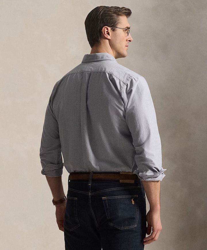 Heren overhemd lange mouw blauw