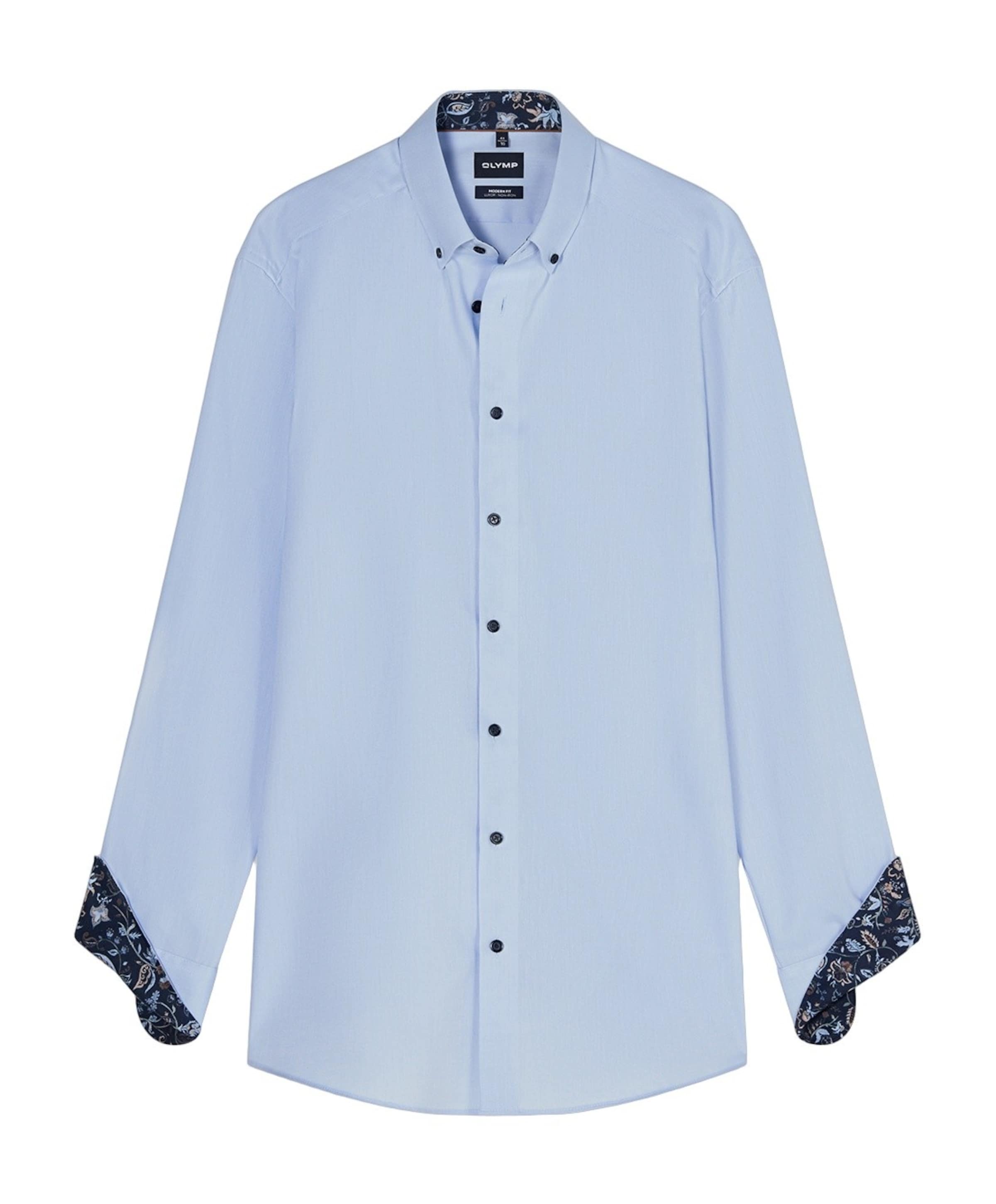Heren overhemd lange mouw blauw