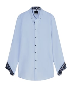 Heren overhemd lange mouw blauw
