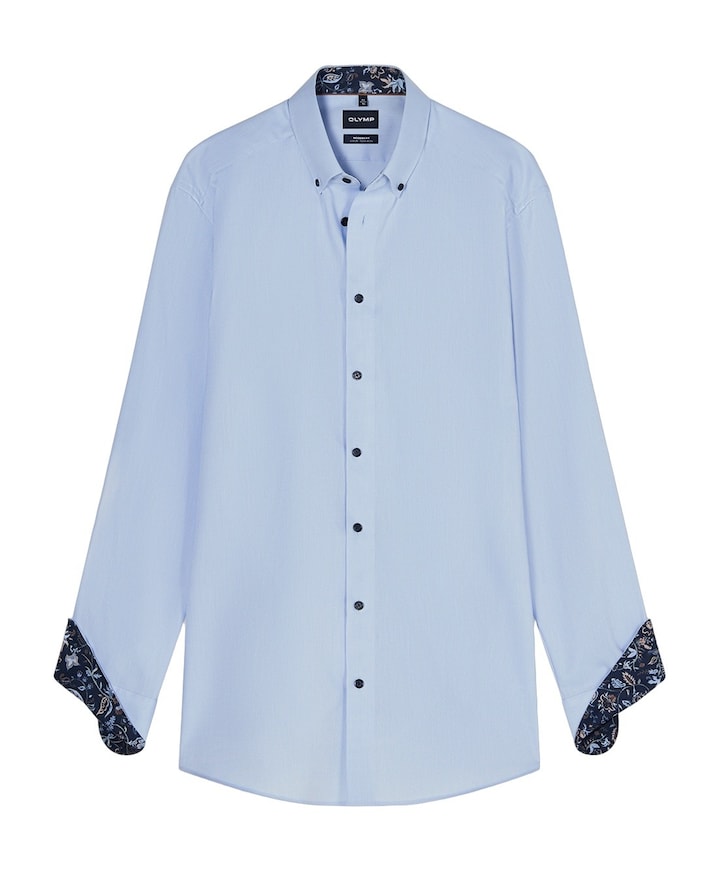 Heren overhemd lange mouw blauw