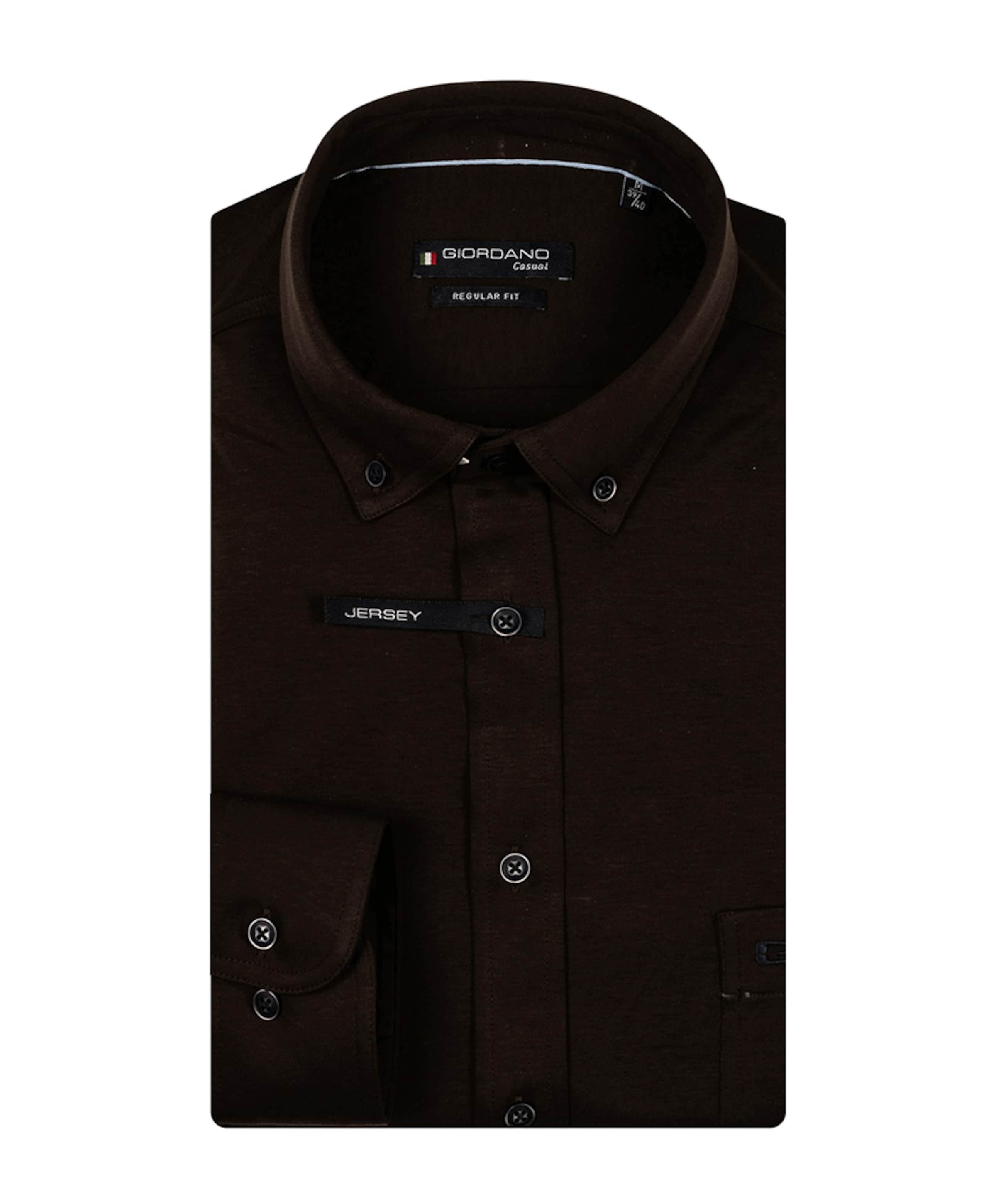 Heren overhemd lange mouw bruin