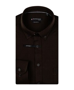 Heren overhemd lange mouw bruin