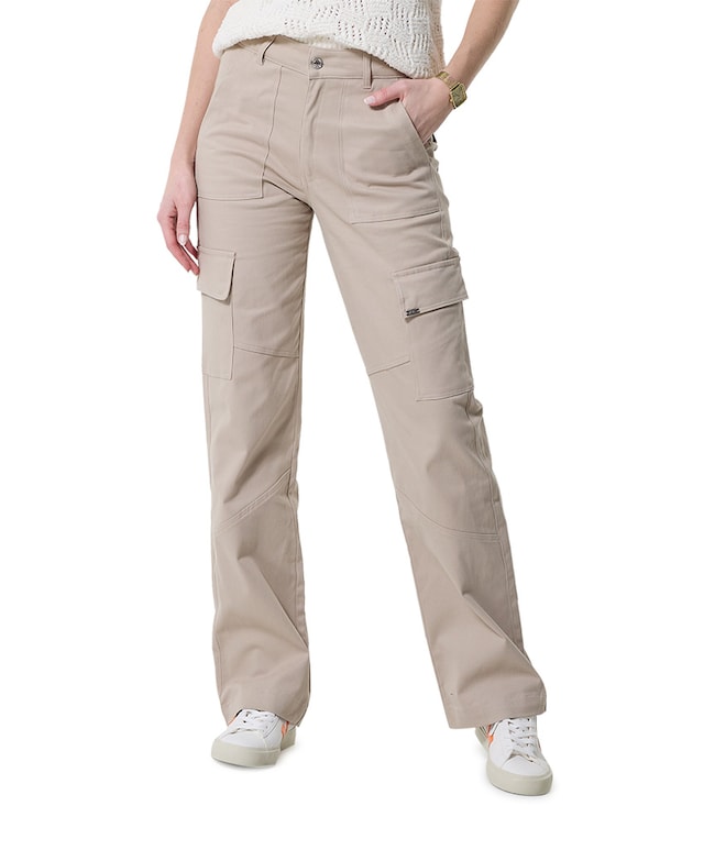 Straight leg cargo pants broek beige