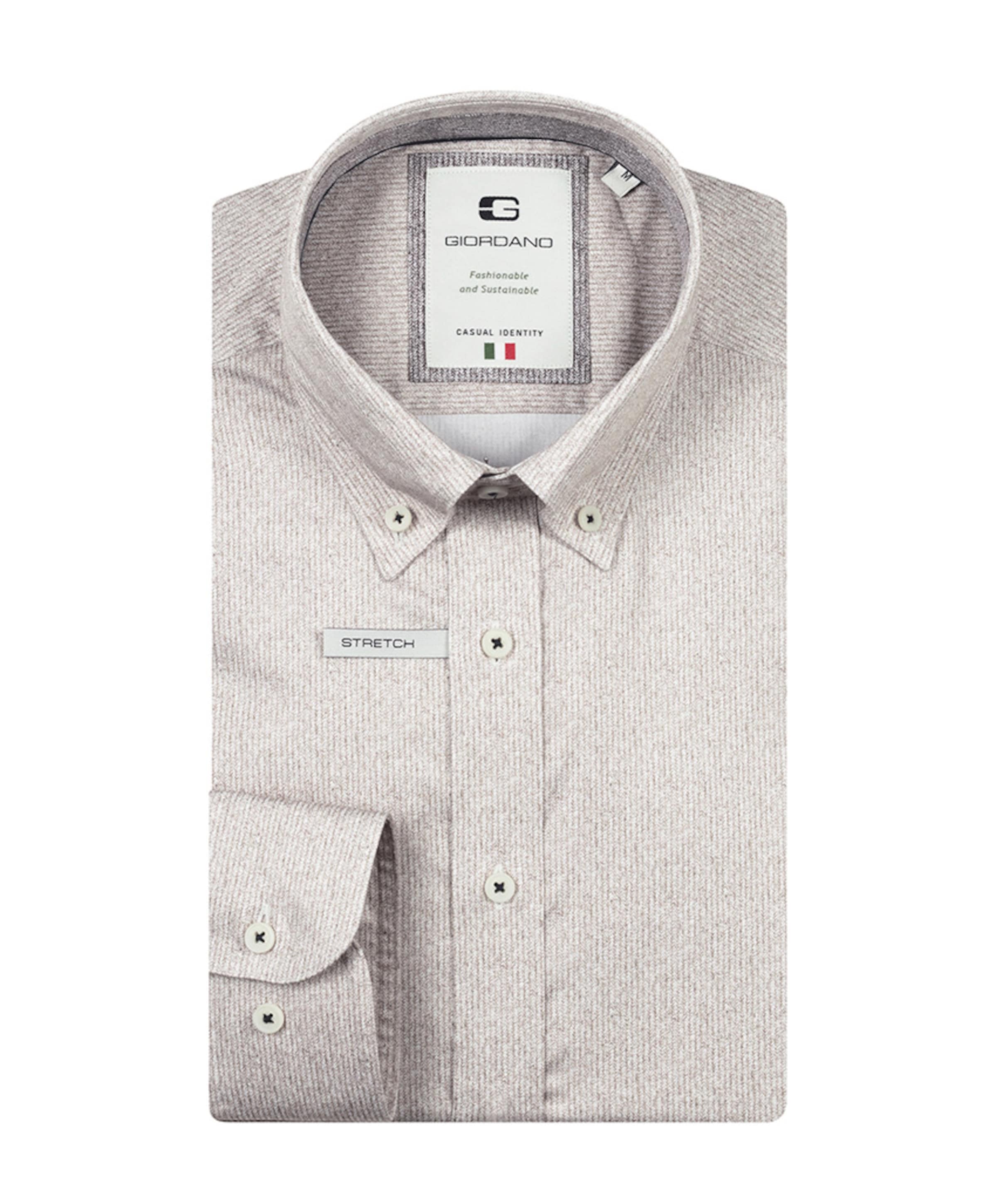 Heren overhemd lange mouw beige