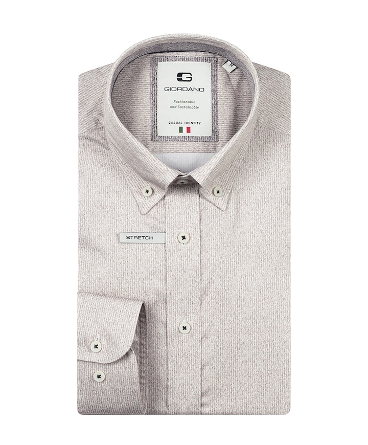 Heren overhemd lange mouw beige