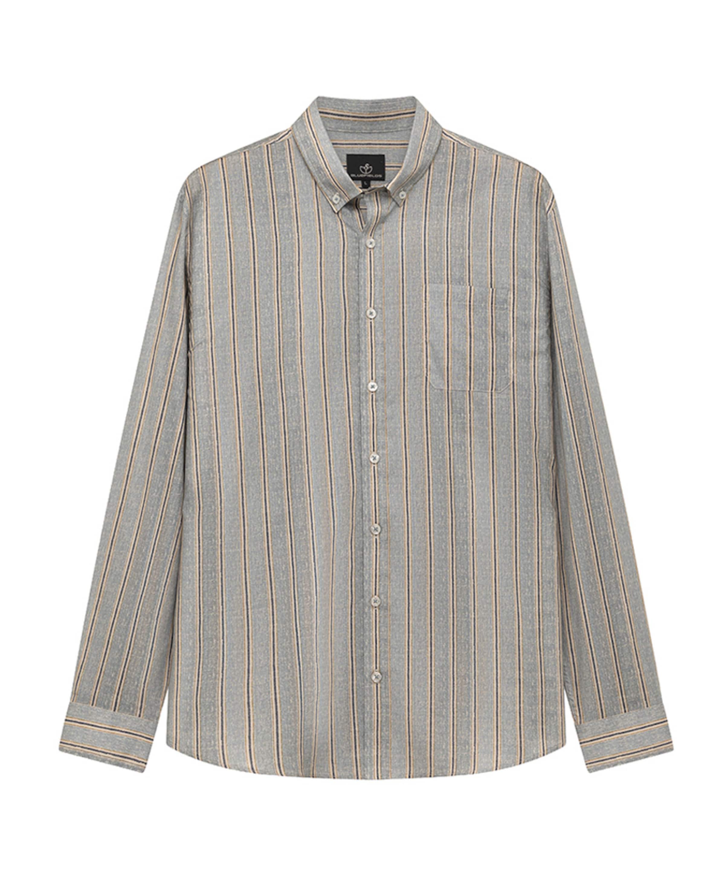 Heren overhemd lange mouw blauw