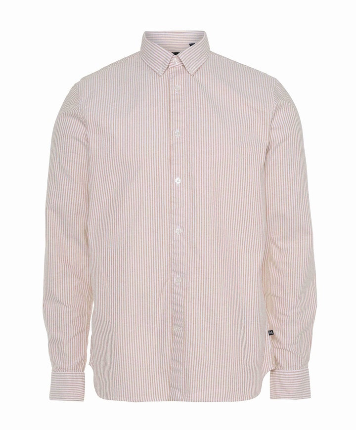 Heren overhemd lange mouw brique