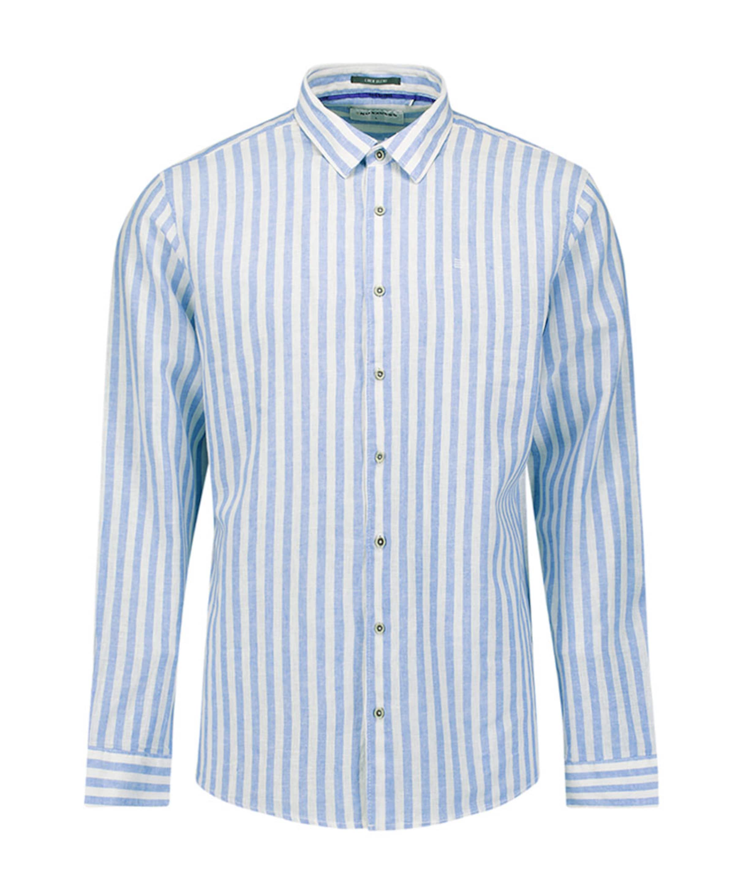 Heren overhemd lange mouw blauw