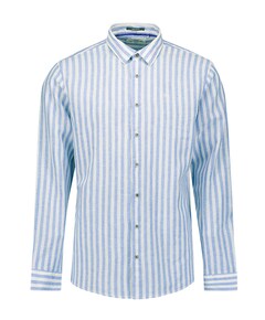 Heren overhemd lange mouw blauw