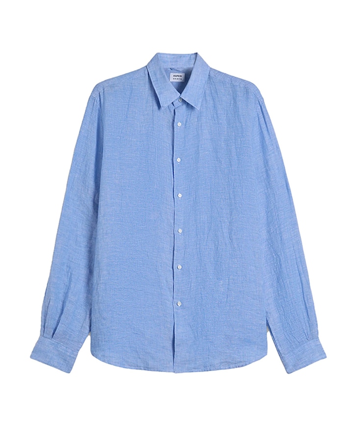 Heren overhemd lange mouw blauw