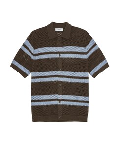 Heren overhemd korte mouw bruin