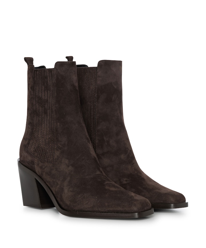 Ysanne dames enkellaarzen bruin