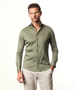 Heren overhemd extra lange mouw groen