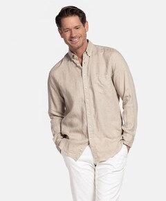 Heren overhemd lange mouw beige