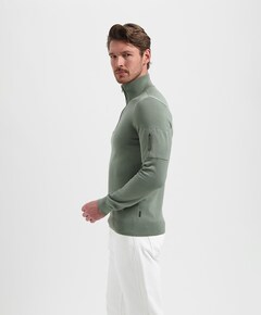 Heren trui met rits groen