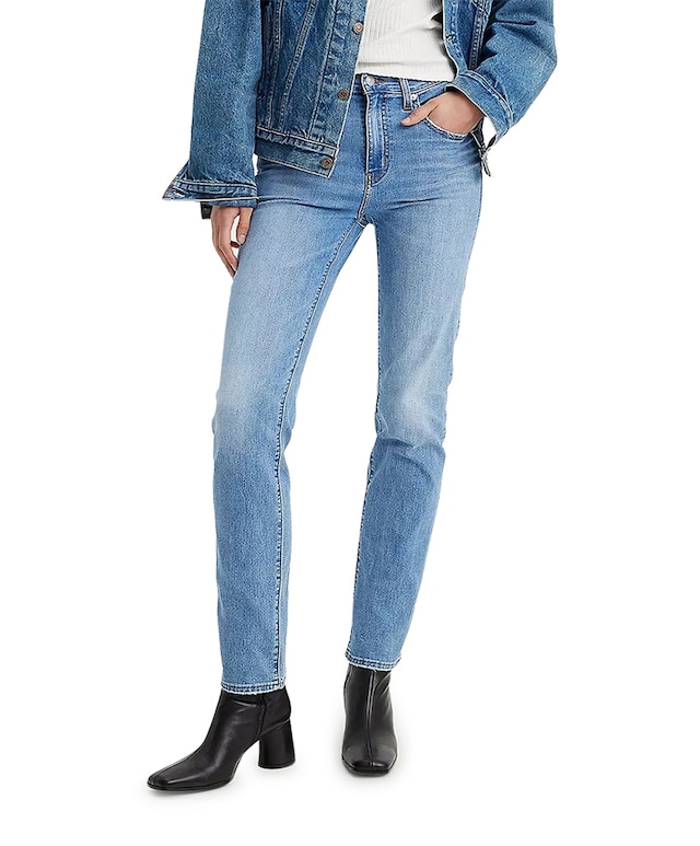 724 High-rise straight jeans blauw