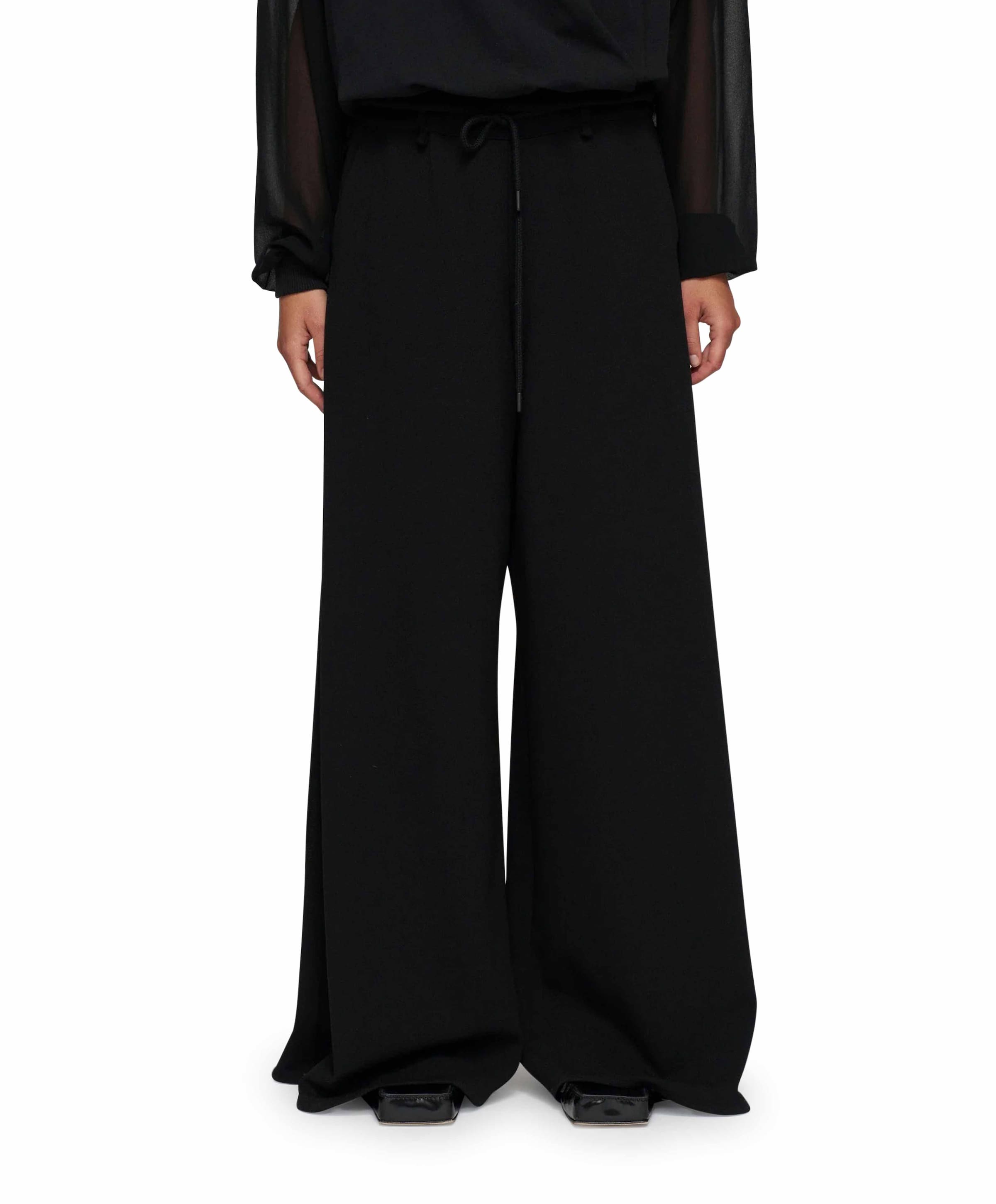 wide leg crepe broek zwart